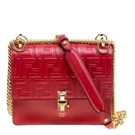 fendi kan i red|Fendi Kan I Beaded Leather Satchel Bag, Dark Red.